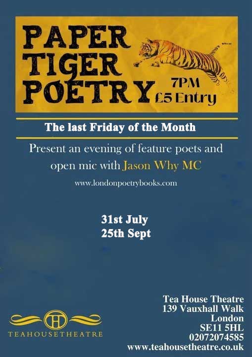31st-JULY-2026-ptp New Authors. Paper Tiger Poetry - Open Mic